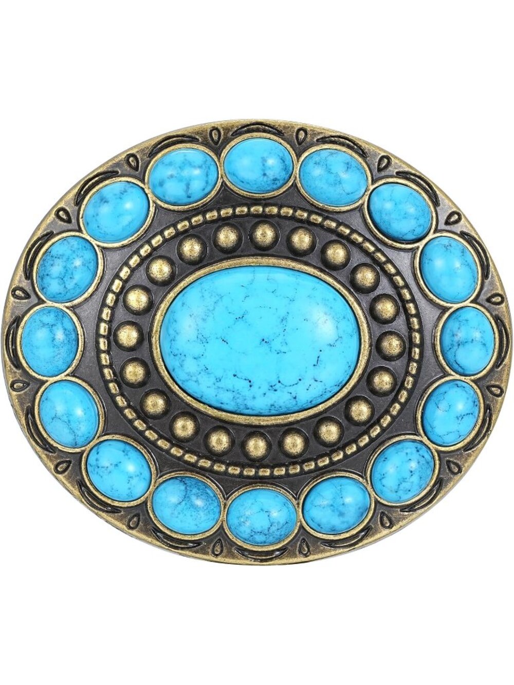Unisex Bronze Turquoise Vintage Poker Cowboy Texas Rodeo Belt Buckle